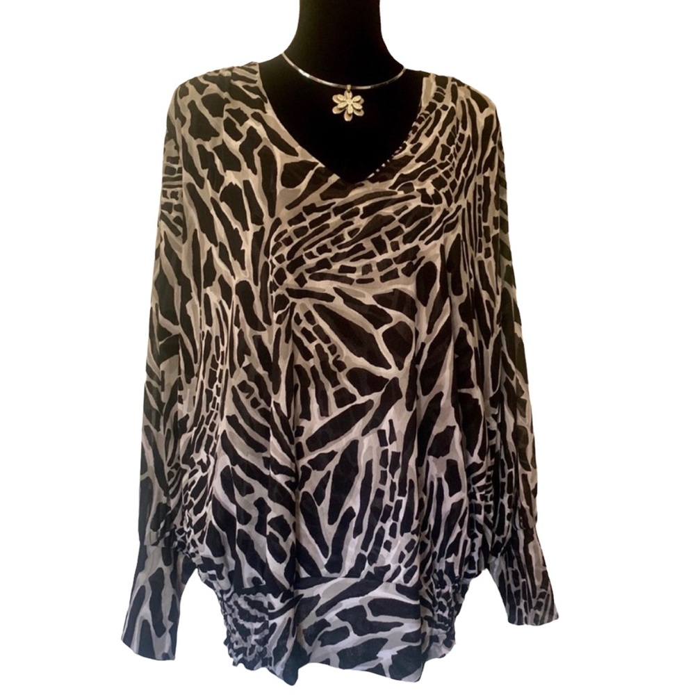 Marc Bouwer Animal Print Long Sleeve Blouse Women’s Size 1X